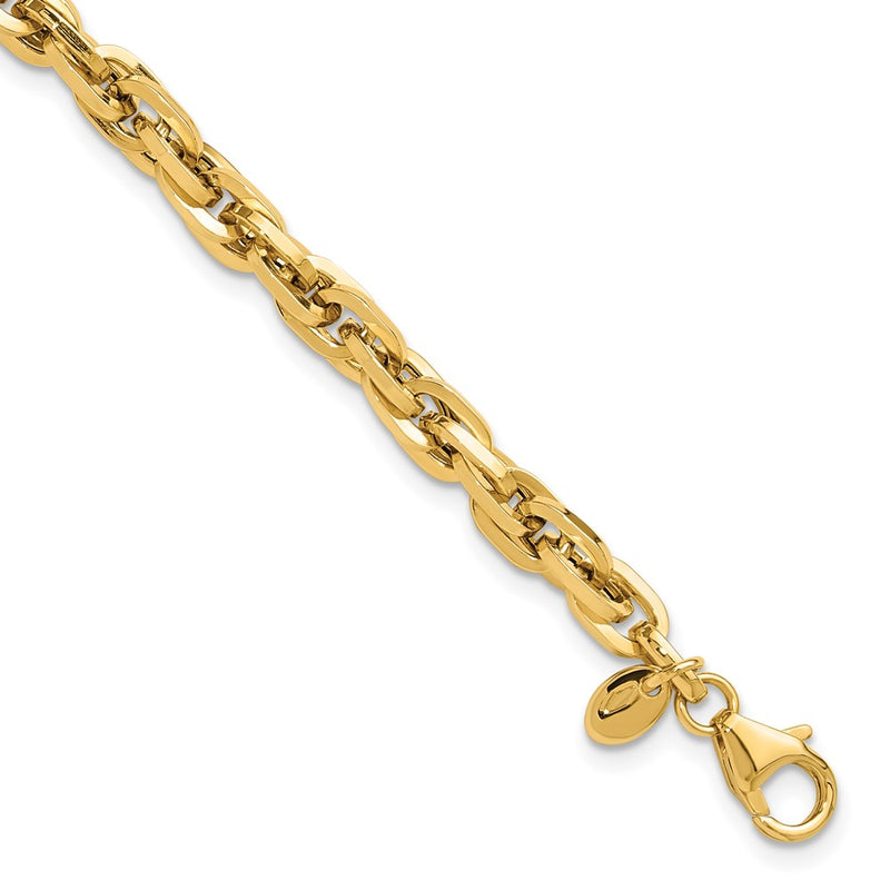 14K Yellow Gold Polished 5mm Fancy Rope Link 7.5 Inch Bracelet