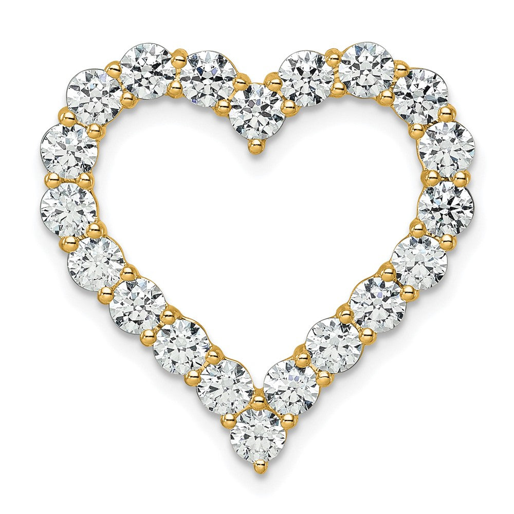 14K Yellow Gold 3 carat Lab Grown Diamond VS+ F+ Complete Heart Chain Slide Pendant