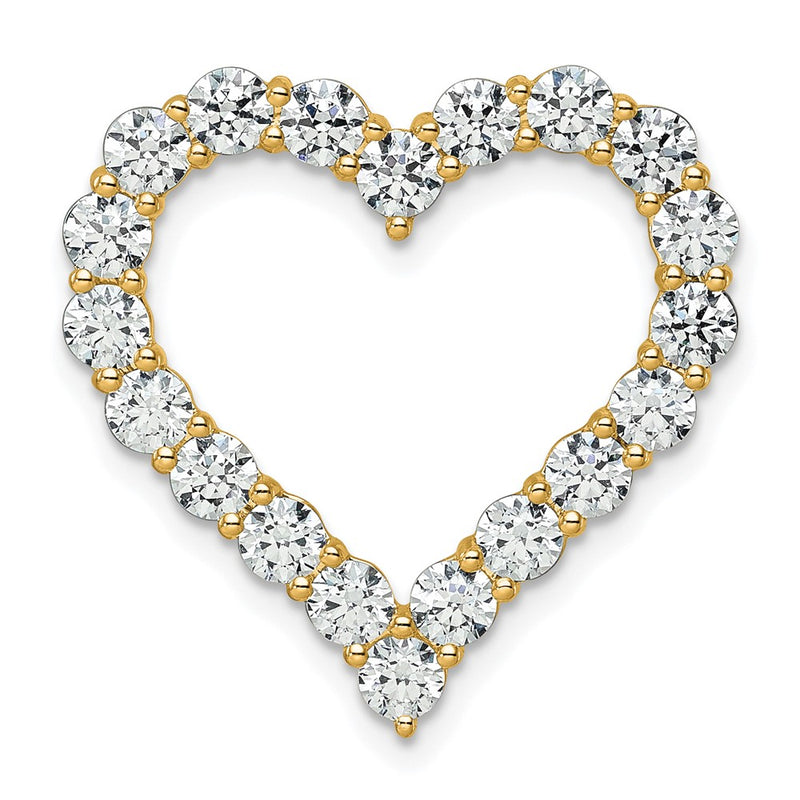 14K Yellow Gold 3 carat Lab Grown Diamond VS+ F+ Complete Heart Chain Slide Pendant