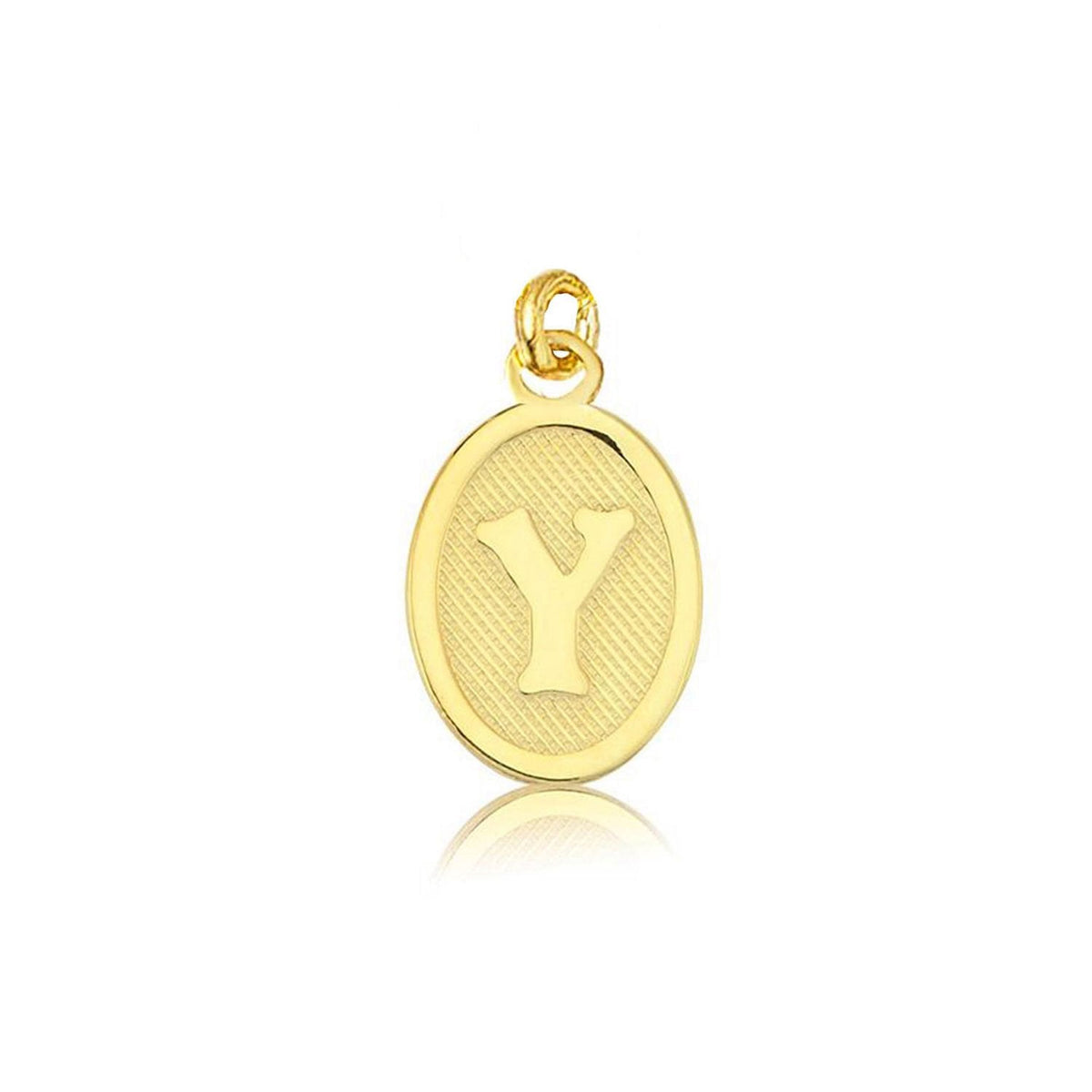 14K Yellow Gold Oval Initial Y Pendant