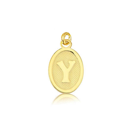 14K Yellow Gold Oval Initial Y Pendant