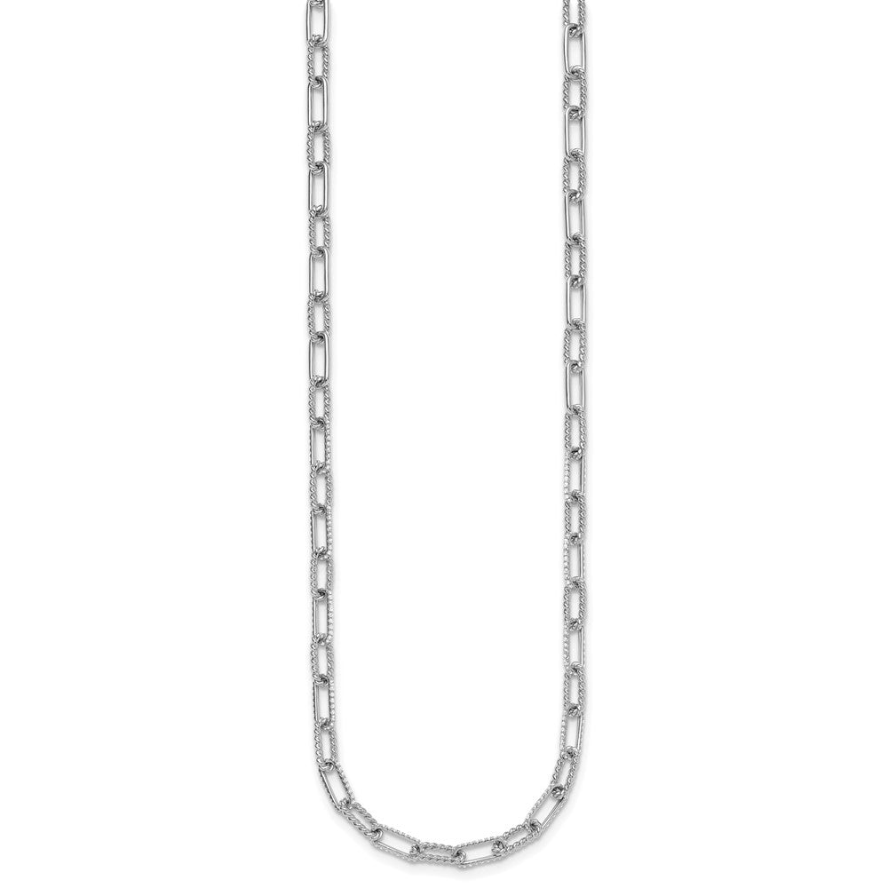 14K White Gold Polished and Twisted 1.44 carat Diamond Paperclip Link 18 Inch Necklace