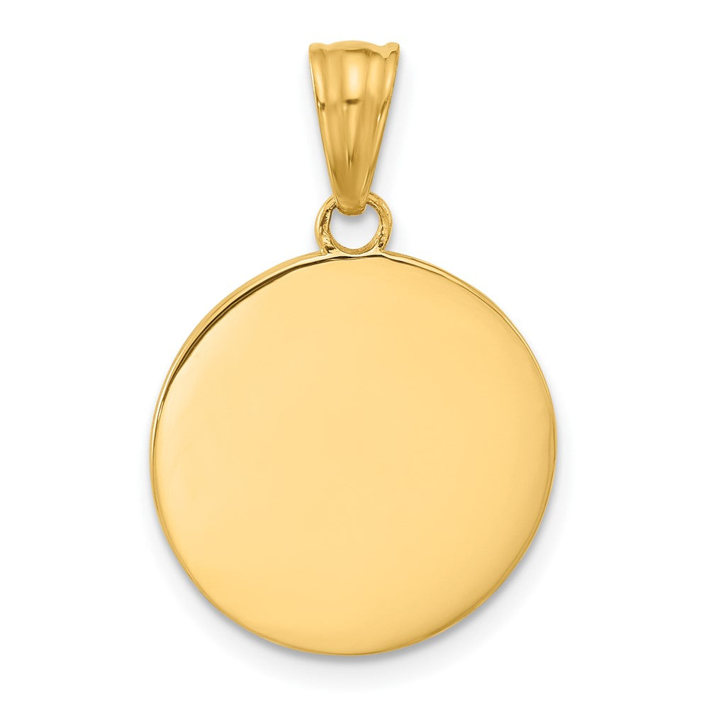 14K Yellow Gold and Rhodium Diamond-cut Blue Enameled Sun and Moon Pendant