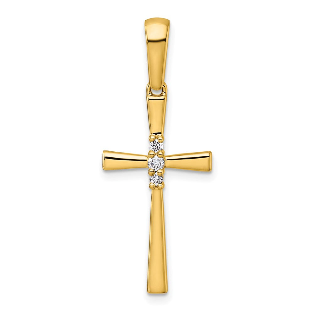14K Yellow Gold 1/15 carat Diamond Cross Pendant