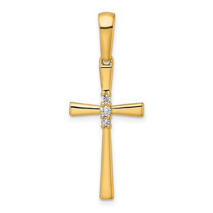 14K Yellow Gold 1/15 carat Diamond Cross Pendant