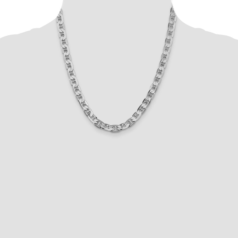 Sterling Silver Rhodium-plated 7mm Flat Anchor 20 Inch Chain