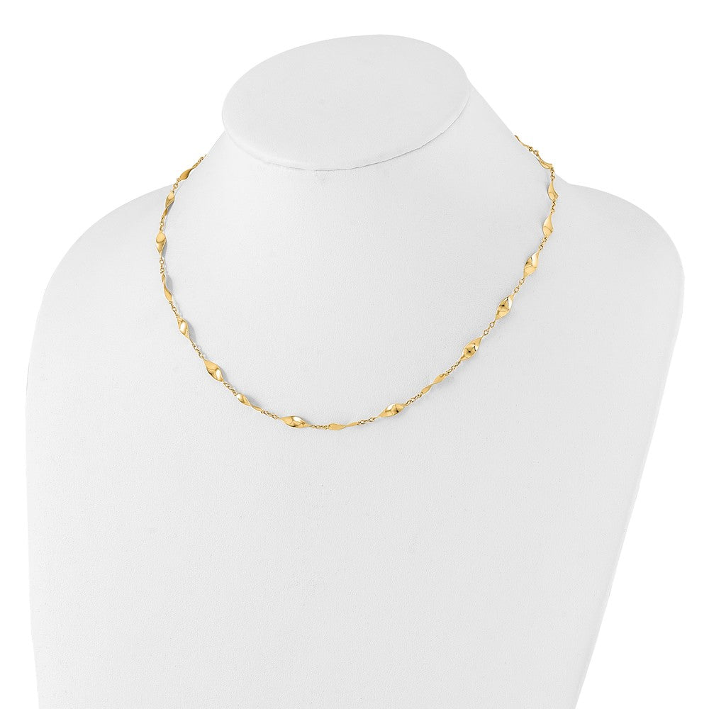 14K Yellow Gold Polished Fancy Twisted Links 18 Inch Necklace