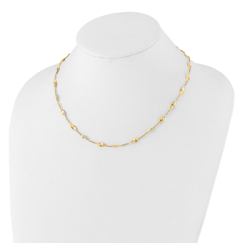 14K Yellow Gold Polished Fancy Twisted Links 18 Inch Necklace