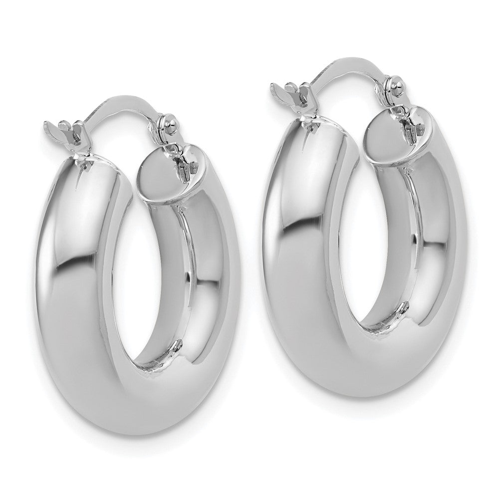 14K White Gold 5x20mm Polished Lightweight Tube Hoop Earrings