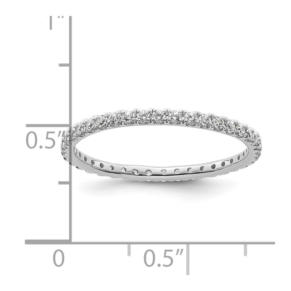14K White Gold Polished Size 8.5 U-Shared Prong 1/2 carat Diamond Complete Eternity Wedding Band Ring