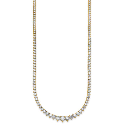 14K Yellow Gold 10 7/8 carat Certified Lab Grown Diamond VS+ F+ Complete Round 18 Inch Graduated Tennis Necklace