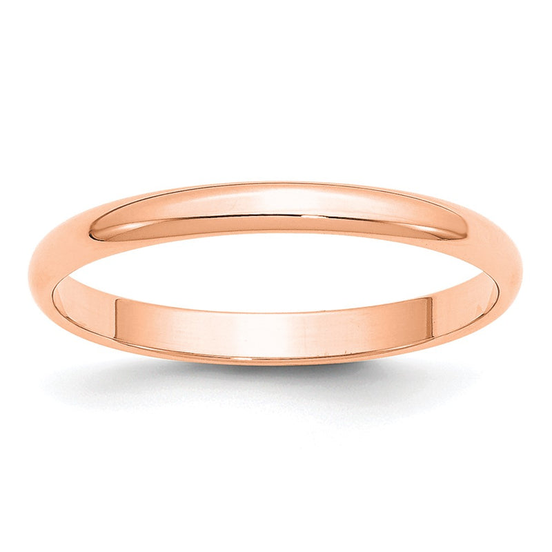 14K Rose Gold 2.5mm LTW Half Round Wedding Band Ring