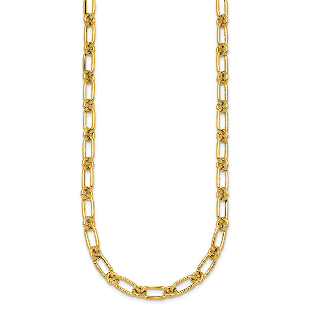 14K Yellow Gold Polished 6mm Oval and Circle Link 18 Inch Necklace