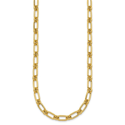 14K Yellow Gold Polished 6mm Oval and Circle Link 18 Inch Necklace