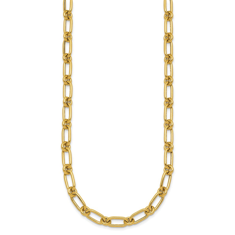 14K Yellow Gold Polished 6mm Oval and Circle Link 18 Inch Necklace