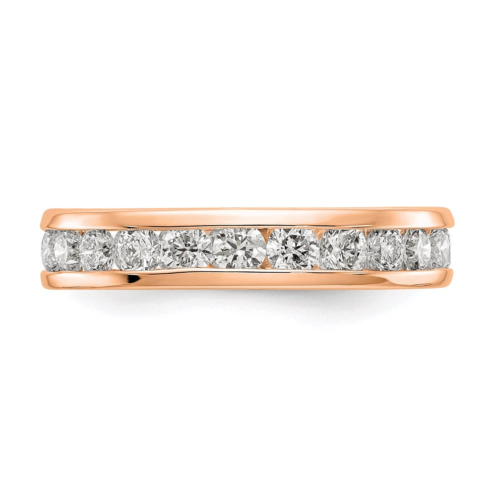 14K Rose Gold Polished 2ct Channel Set Diamond Eternity Wedding Band Ring