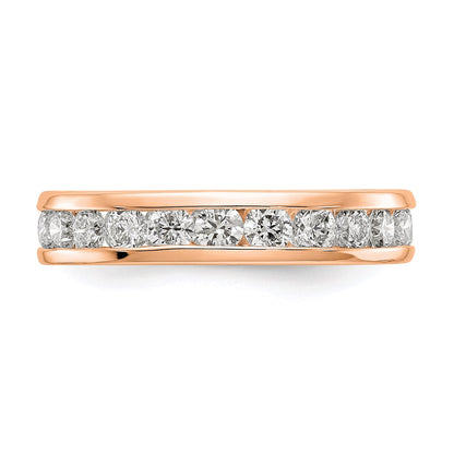14K Rose Gold Polished 2ct Channel Set Diamond Eternity Wedding Band Ring