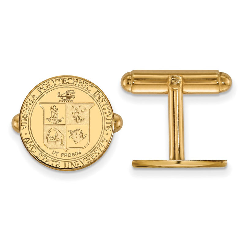 14K Yellow Gold Gold LogoArt Virginia Tech Crest Cuff Links