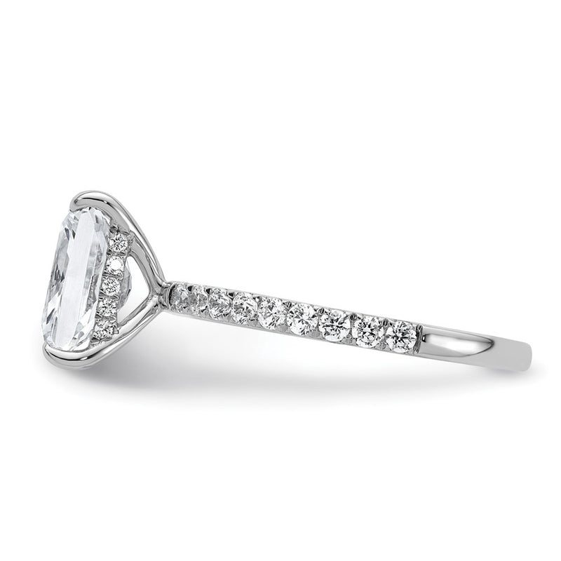 14K White Gold 2 3/8 carat Certified Lab Grown Diamond VS/SI+ G+ Radiant Complete Solitaire with Flair Engagement Ring