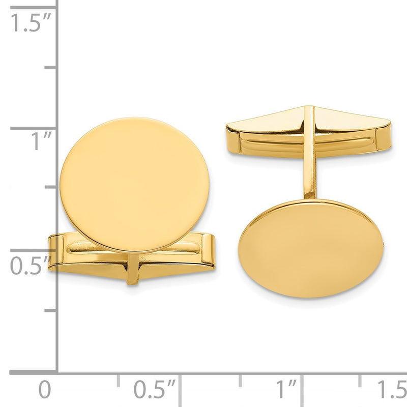 14K Yellow Gold Men's Circular Polished Cuff Links