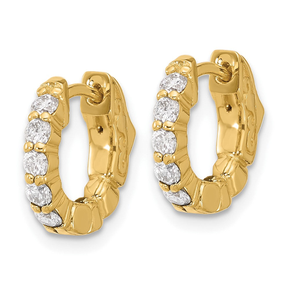 14K Yellow Gold .46 carat Diamond Round Hoop w/Safety Clasp Earrings