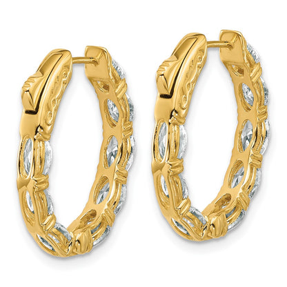 14K Yellow Gold 4 carat Lab Grown Diamond VS+ F+ Oval and Round Complete In and Out Hoop Earrings