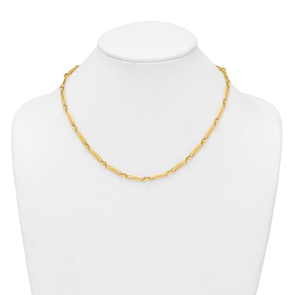 14K Yellow Gold Polished 5mm Fancy Long and Round Link 18 Inch Necklace