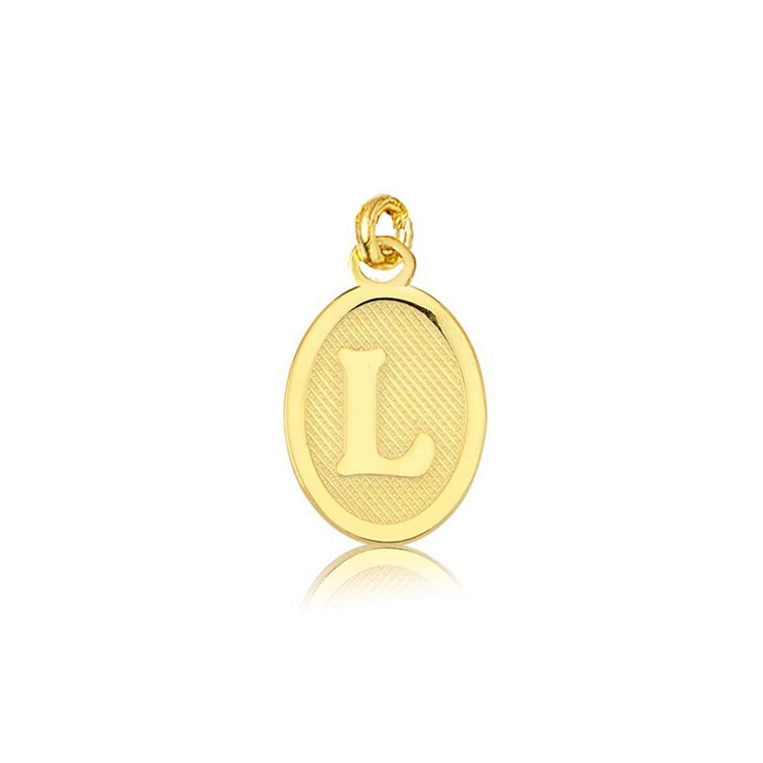 14K Yellow Gold Initial L Oval Pendant
