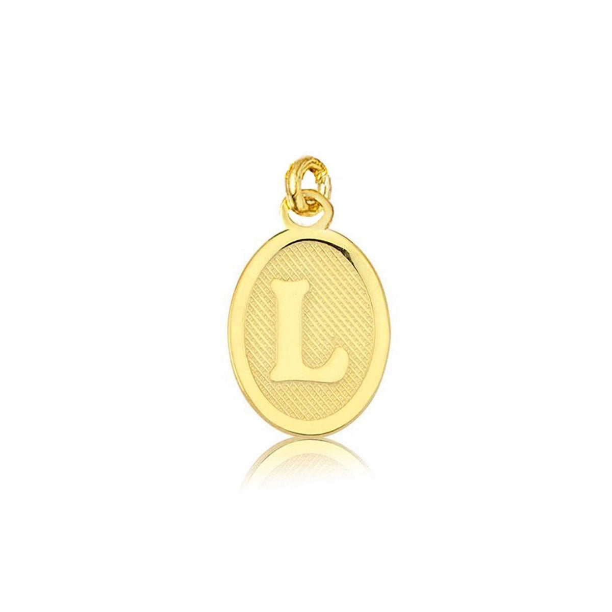 14K Yellow Gold Initial L Oval Pendant