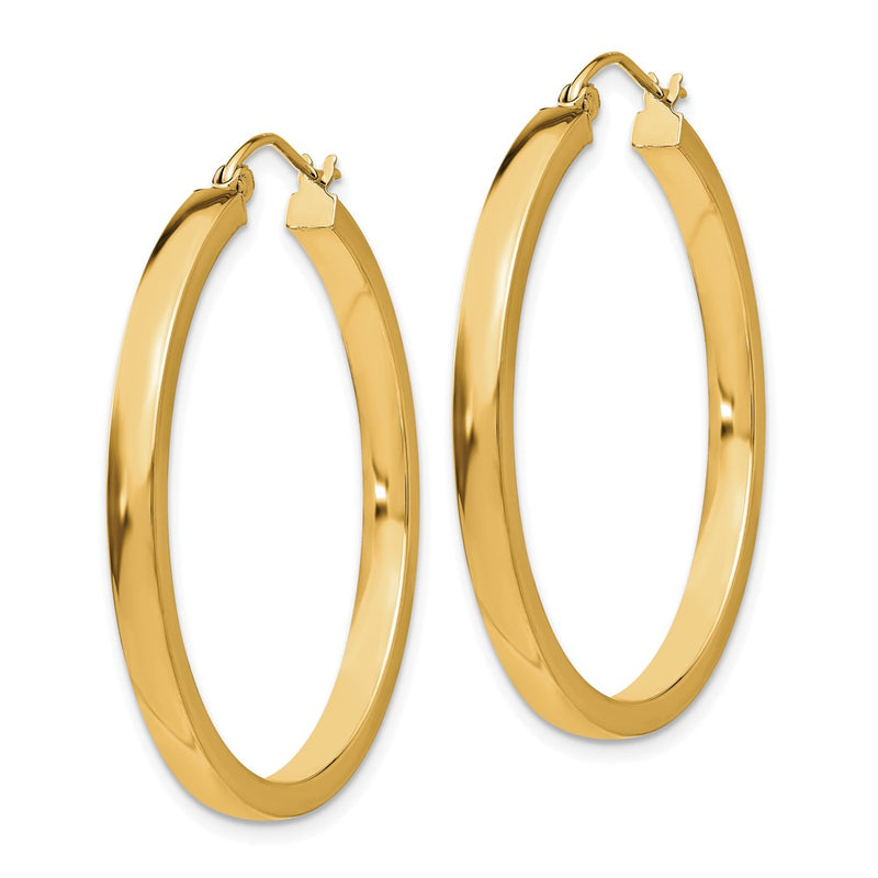 14K Yellow Gold 2x34mm Polished Rectangle Tube Hoop Earrings