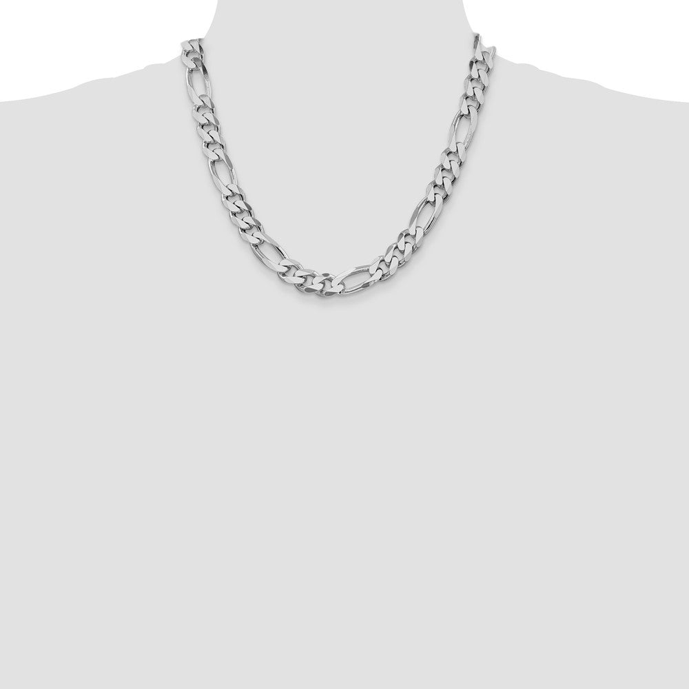 Sterling Silver Rhodium-plated 10.75mm Figaro Chain Necklace