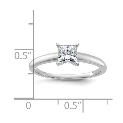14K White Gold 3/4 carat Certified Lab Grown Diamond VS+ F+ Princess Complete Solitaire Engagement Ring