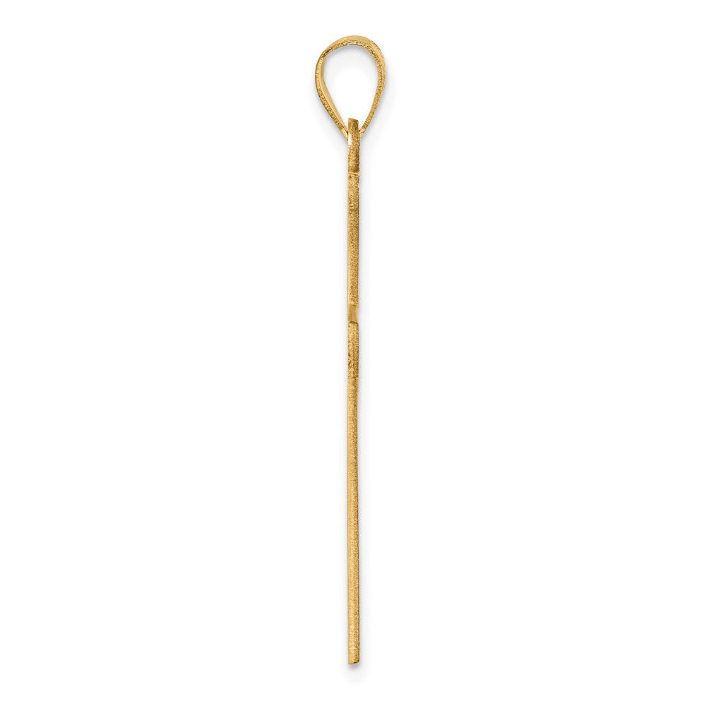 14K Yellow Gold Florentine Satin Cross Pendant