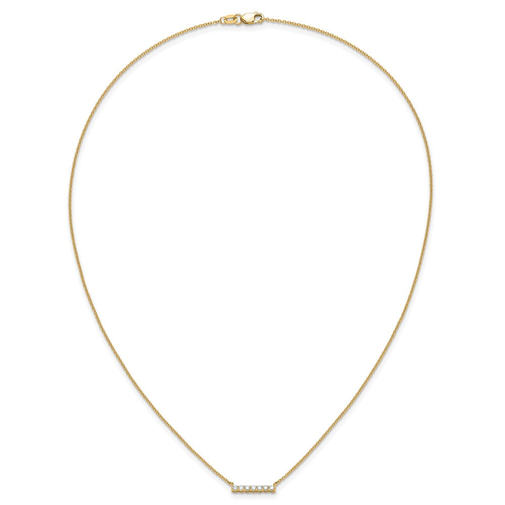 14K Yellow Gold Polished 1/4 carat Diamond Bar 18 Inch Necklace