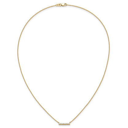 14K Yellow Gold Polished 1/4 carat Diamond Bar 18 Inch Necklace