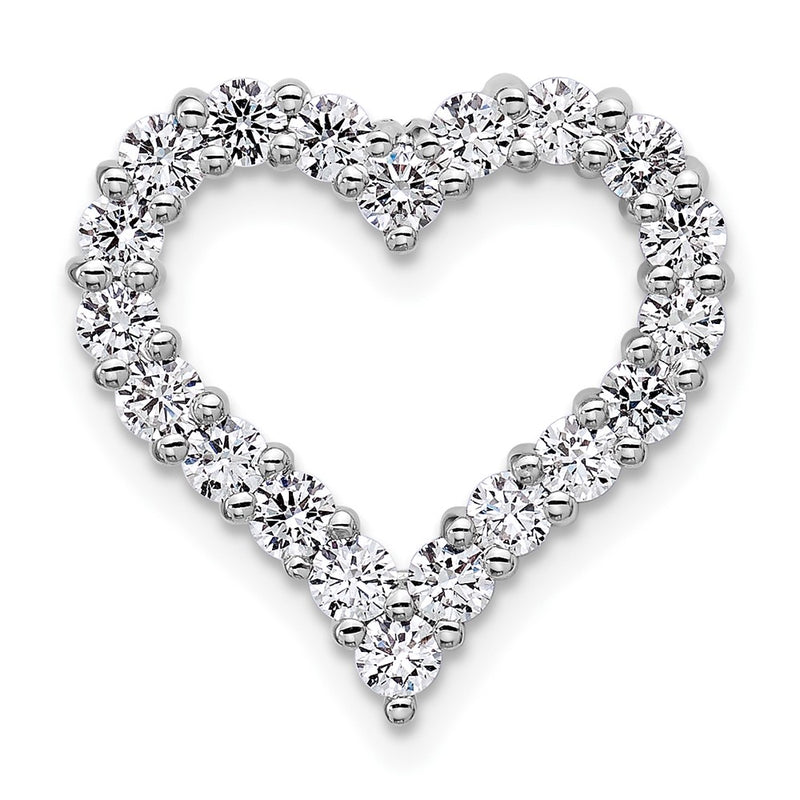 14K White Gold 1 carat Lab Grown Diamond VS+ F+ Complete Heart Chain Slide Pendant