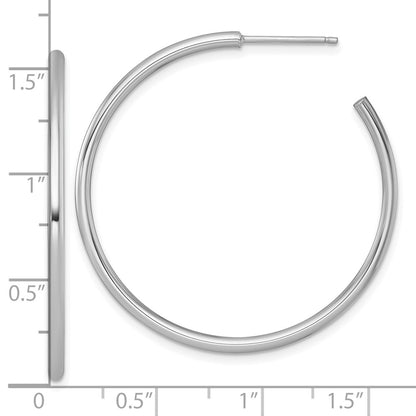 14K White Gold Polished 2.0 x 40mm Tube C-Hoop Post Earrings