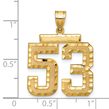 10K Yellow Gold Large Brushed Diamond-cut Number 53 Charm