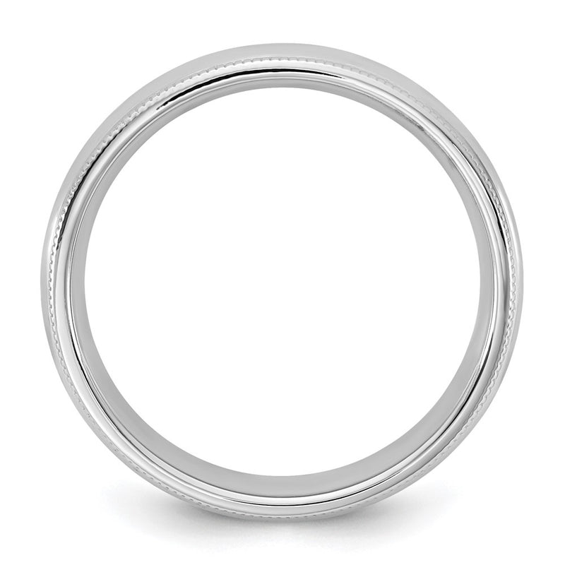 14k White Gold 4.5mm Milgrain Comfort Fit Wedding Band Ring