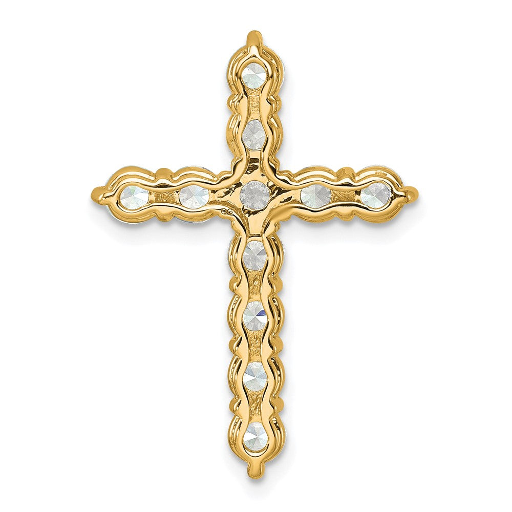 14K Yellow Gold 3 carat Lab Grown Diamond VS+ F+ Complete Cross Chain Slide Pendant
