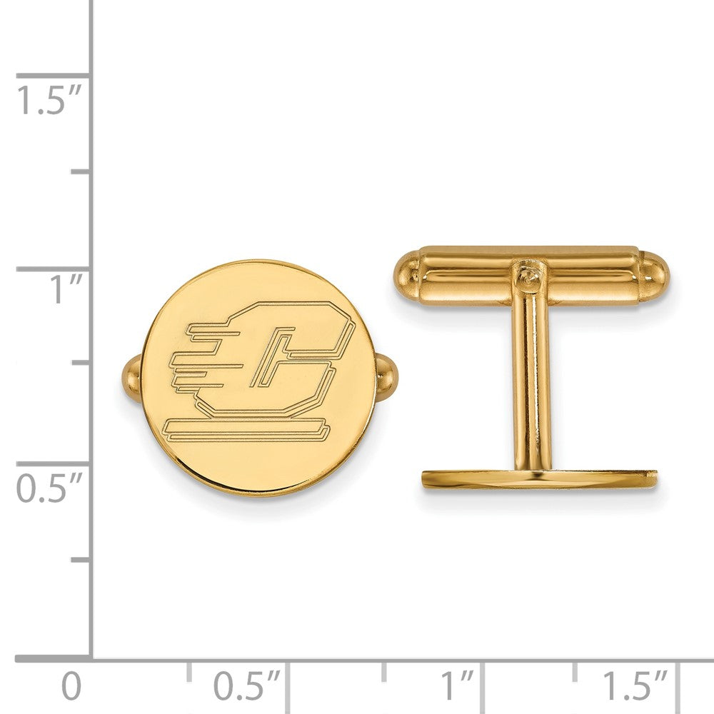 14K Yellow Gold Gold LogoArt Central Michigan University Letter C Cuff Links