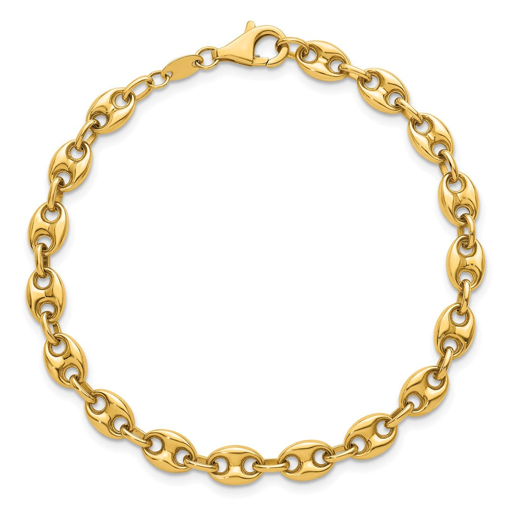 14K Yellow Gold Polished 5.6mm Puffed Anchor/Mariner Link Chain Bracelet