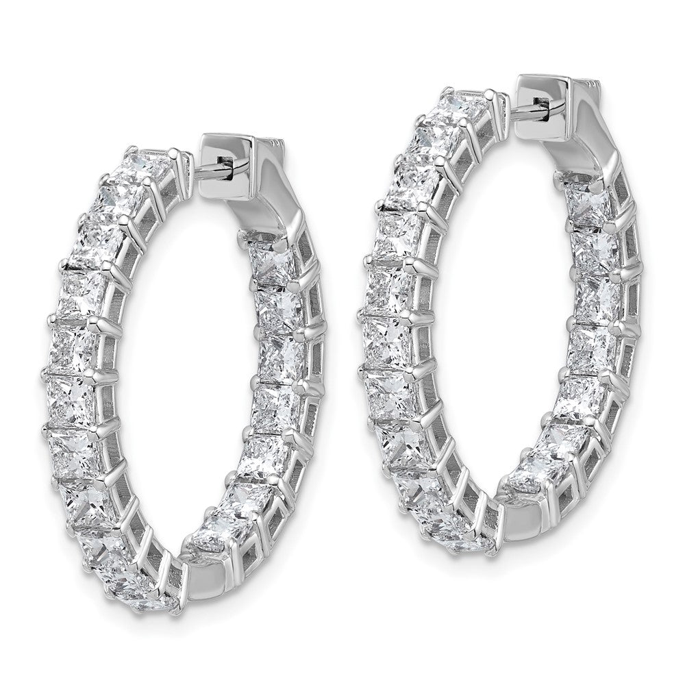 14K White Gold Inside/Outside Cert Lab Grown VS/SI GH Princess Diamond Hoop Earrings