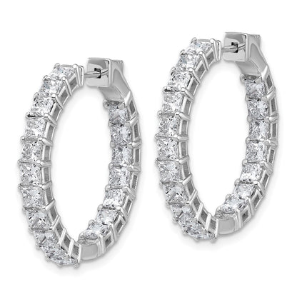 14K White Gold Inside/Outside Cert Lab Grown VS/SI GH Princess Diamond Hoop Earrings