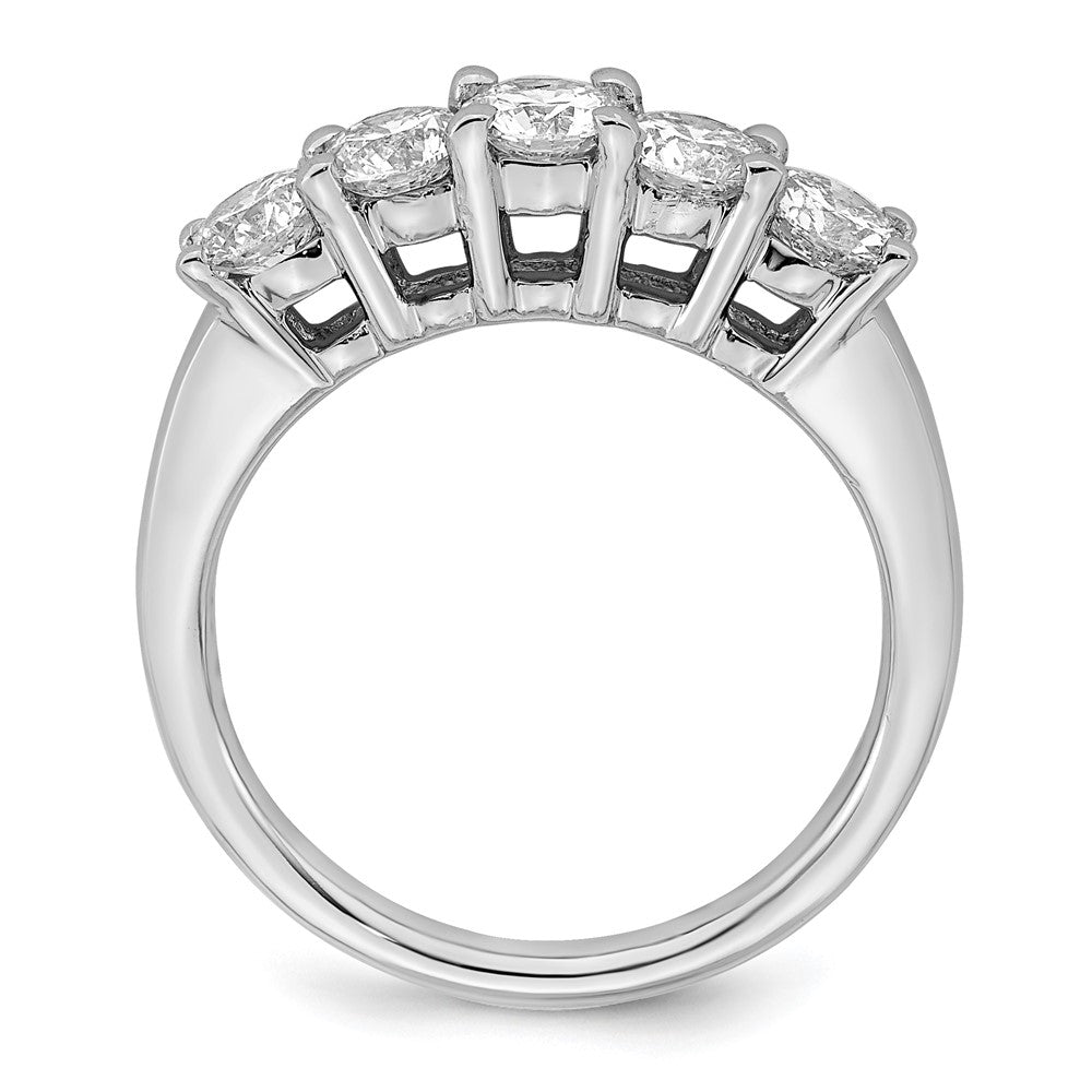 14K White Gold 5-Stone Shared Prong 1.5 carat Round Complete Diamond Wedding Band Ring