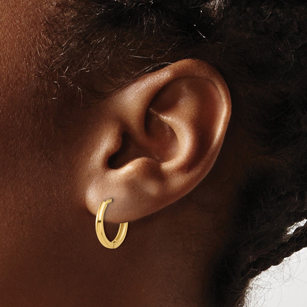 14K Yellow Gold Polished Hinged Hoop Earrings