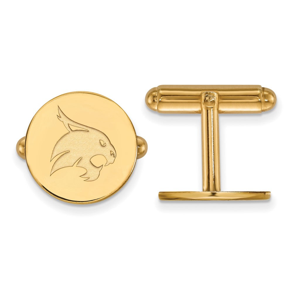 14K Yellow Gold Gold LogoArt Texas State University Bobcat Cuff Links