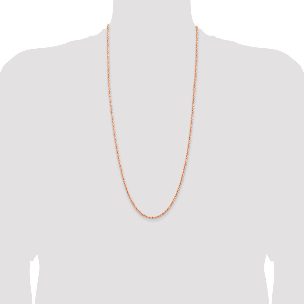 14K Rose Gold 2.75mm Diamond-cut Rope with Lobster Clasp 30 Inch Chain