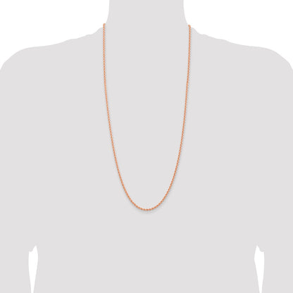 14K Rose Gold 2.75mm Diamond-cut Rope with Lobster Clasp 30 Inch Chain