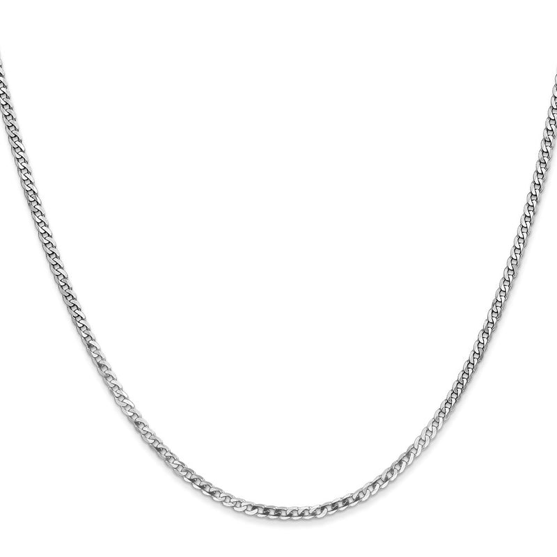 14K White Gold 2.2mm Flat Beveled Curb 30 Inch Chain